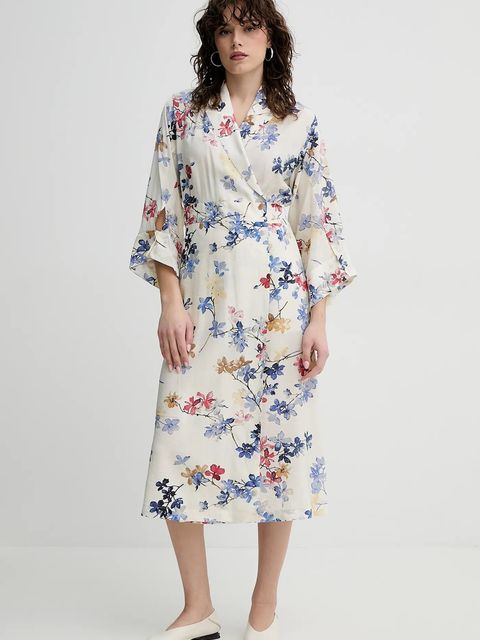 MUNTHE sukienka FREILEIF kolor beżowy midi prosta 251132325121 - zdjęcie produktu nr 1