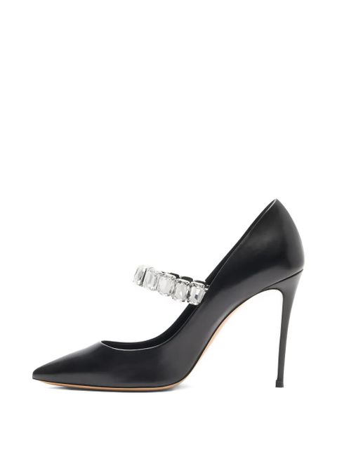 Casadei 100mm Julia Minorca crystal-embellished pointed-toe pumps - Black