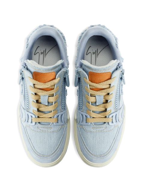 Giuseppe Zanotti frayed zip-up trainers - Blue