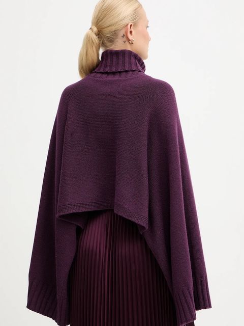 Twinset sweter z dodatkiem wełny damski kolor fioletowy lekki z golfem 252TT3422