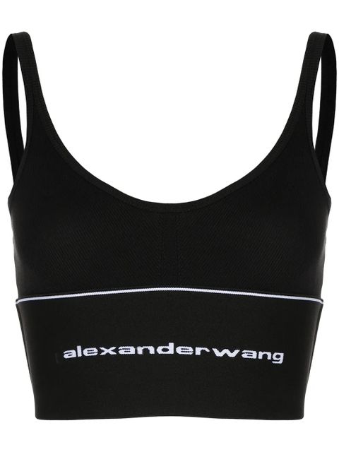 Alexander Wang logo elasticated-hem bra - Black - zdjęcie produktu nr 1