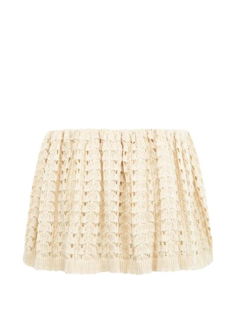 Miu Miu crochet-knit drawstring mini skirt - Neutrals - zdjęcie produktu nr 2