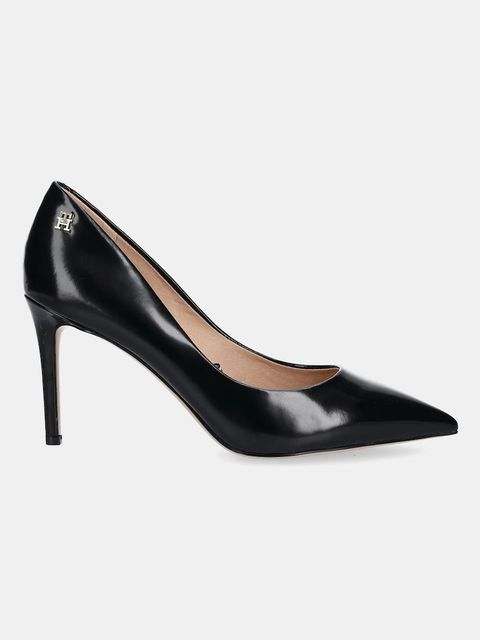 Tommy Hilfiger szpilki skórzane CLOSED PUMP ABRASIVATO kolor czarny FW0FW08969