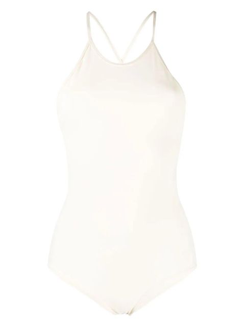 TOTEME high-neck criss-cross straps swimsuit - Neutrals