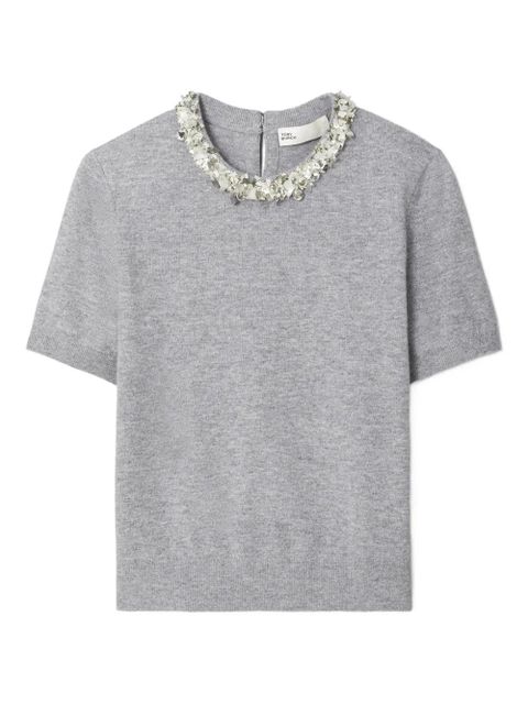 Tory Burch sequin-embellished short-sleeve top - Grey - zdjęcie produktu nr 1