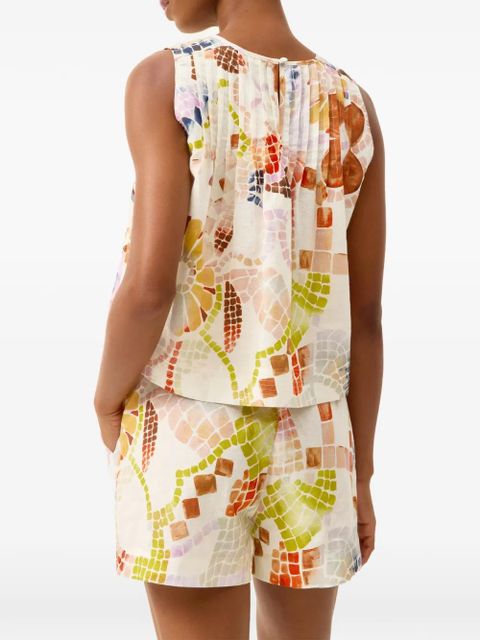 Marie Oliver Monte mosaic-print shorts - White