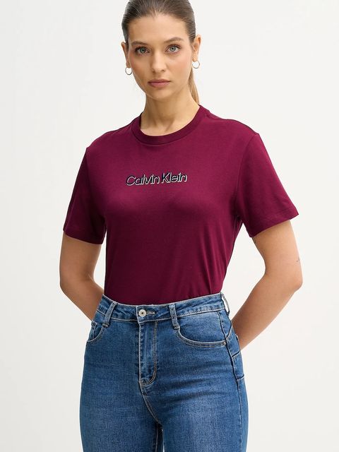 Calvin Klein Jeans t-shirt bawełniany damski kolor bordowy LV047E821G - zdjęcie produktu nr 1
