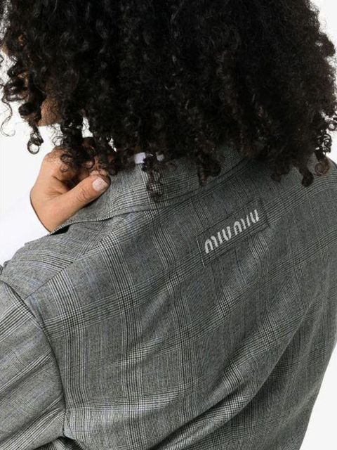 Miu Miu Single-breasted Prince of Wales check print wool blazer - Grey