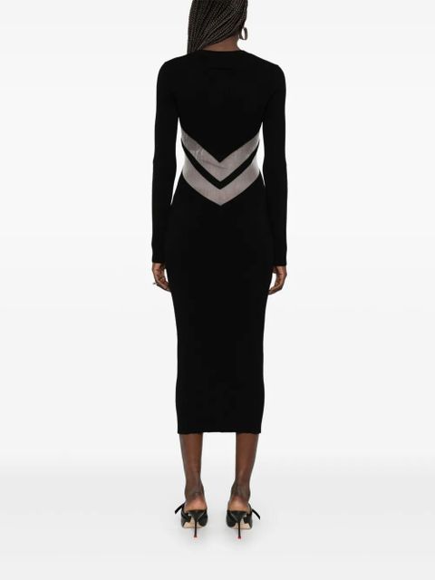 Jean Paul Gaultier semi-sheer panels midi dress - Black