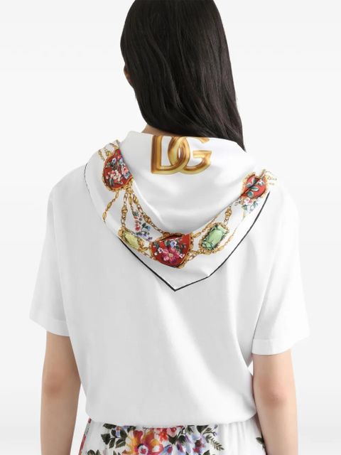 Dolce & Gabbana scarf-detail logo-embroidered T-shirt - White