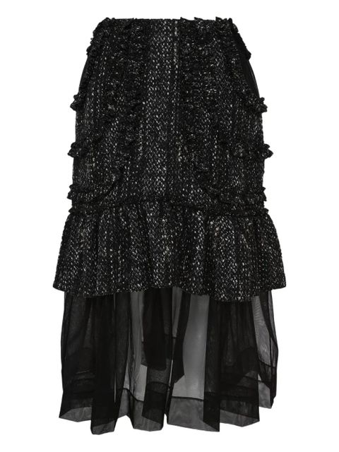Simone Rocha multi-frill patchwork midi skirt - Black - zdjęcie produktu nr 2