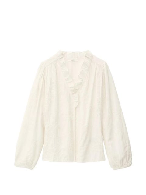 Ba&Sh Petty ruffled embroidered blouse - White - zdjęcie produktu nr 1