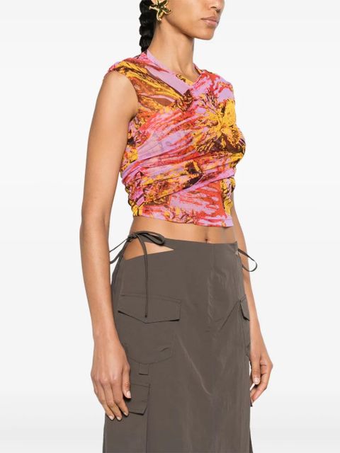 PINKO abstract-print asymmetric blouse