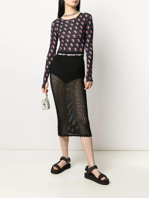 Off-White logo waistband fishnet skirt - Black - zdjęcie produktu nr 2