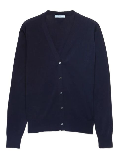 Prada triangle-patch buttoned cardigan - Blue - zdjęcie produktu nr 1