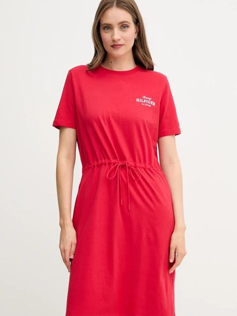 Tommy Hilfiger sukienka bawełniana kolor czerwony mini prosta WW0WW45529 - zdjęcie produktu nr 1