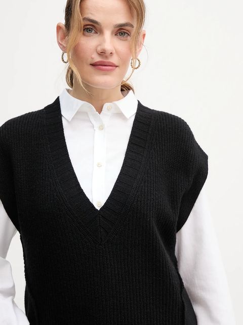 United Colors of Benetton kamizelka z dodatkiem wełny damski kolor czarny 126WD4033
