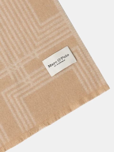 Marc O'Polo szalik wełniany kolor beżowy wzorzysty 409802702125