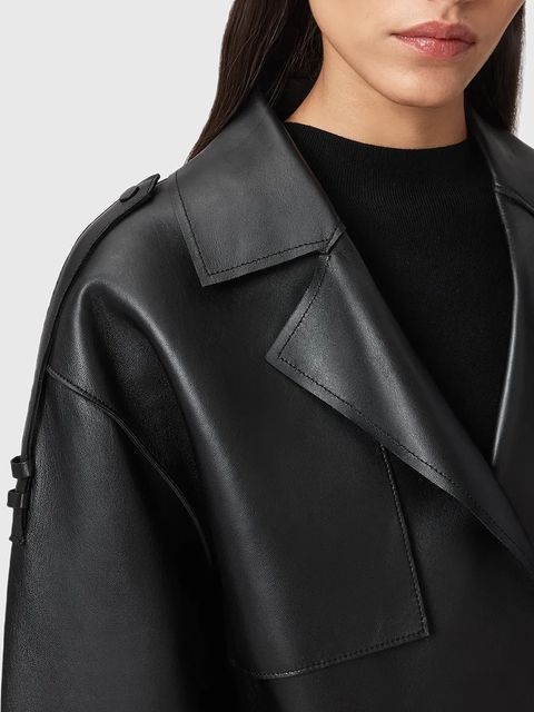 AllSaints kurtka skórzana OPHELIA damska kolor czarny przejściowa oversize W045LB - zdjęcie produktu nr 2