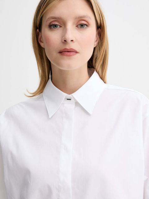 BOSS koszula bawełniana damska kolor biały relaxed z kołnierzykiem klasycznym 50548455
