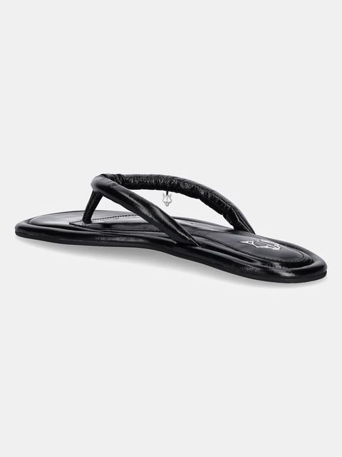 Naked Wolfe japonki skórzane Grenada damskie kolor czarny na płaskim obcasie Grenada Black Leather