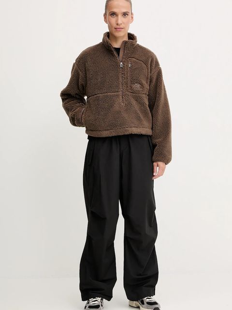 The North Face bluza polarowa TNF Extreme Pile damska kolor brązowy z kapturem gładka NF0A88ZC1OI1 - zdjęcie produktu nr 2