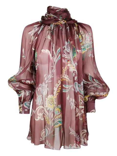ETRO floral-print silk top - Purple