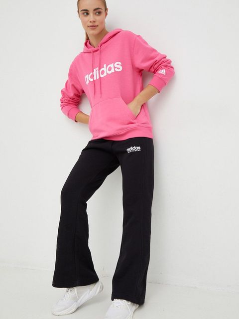 adidas spodnie dresowe damskie kolor czarny z nadrukiem