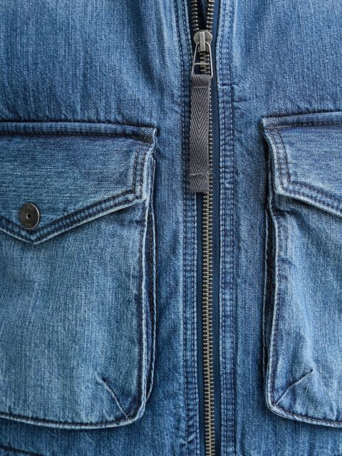 G-Star bezrękawnik jeansowy 0 kolor niebieski przejściowy D26944.E090