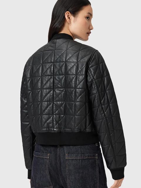 AllSaints kurtka bomber skórzana CARLY kolor czarny przejściowa W013LD