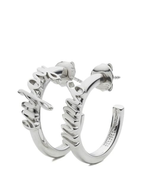 MM6 Maison Margiela lettering hoop earrings - Silver - zdjęcie produktu nr 2