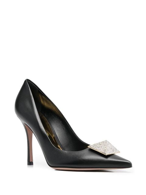 Valentino Garavani 100mm One Stud embellished pumps - Black