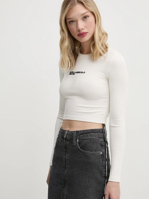 Karl Lagerfeld Jeans longsleeve damski kolor beżowy A1W17037 - zdjęcie produktu nr 1