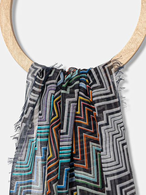 Missoni szal z jedwabiem damski kolor niebieski wzorzysty SA66MMDA295 - zdjęcie produktu nr 2