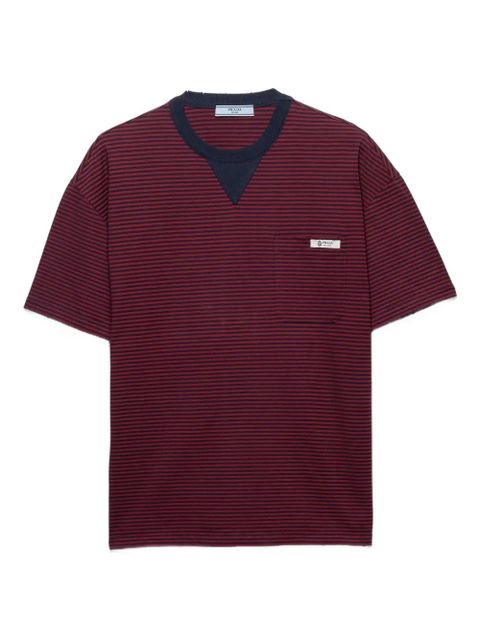 Prada striped-pattern pocket T-shirt - Red - zdjęcie produktu nr 1