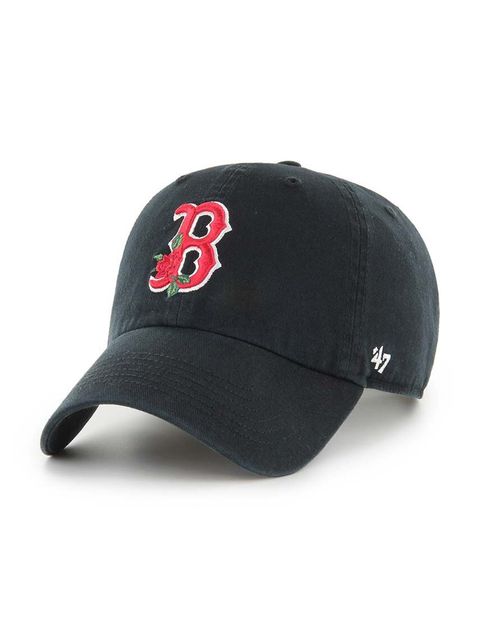47 brand czapka z daszkiem bawełniana MLB Boston Red Sox kolor czarny z aplikacją B-THRNC02GWS-BK