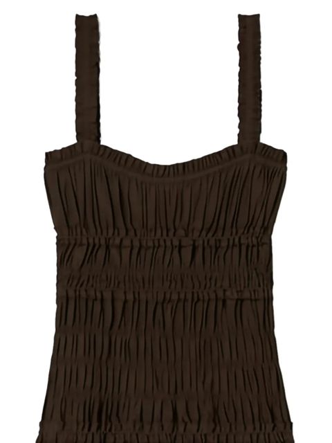 Tory Burch shirred A-line midi dress - Brown - zdjęcie produktu nr 2