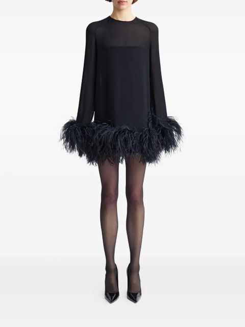 16Arlington Hodi feather-trim mini dress - Black