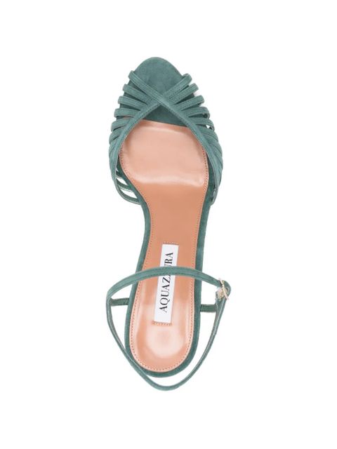 Aquazzura caged-strap suede sandals - Green
