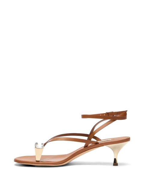 Casadei Julia crystal-embellished leather sandals - Brown