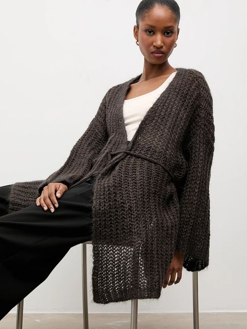 Answear.LAB kardigan z dodatkiem wełny damski kolor brązowy lekki - zdjęcie produktu nr 1