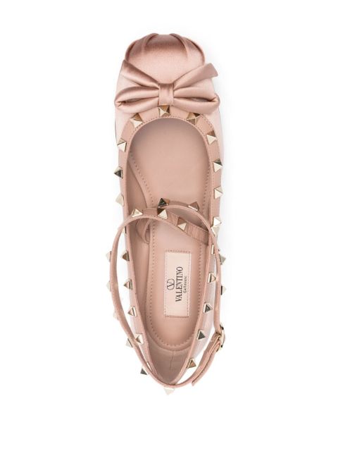 Valentino Garavani Rockstud satin ballet flats - Pink - zdjęcie produktu nr 2