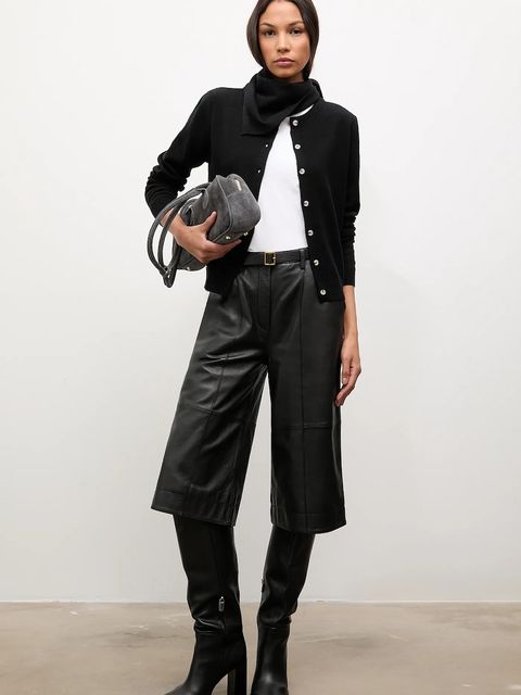 Answear.LAB kardigan z wełny merino z apaszką damski kolor czarny lekki