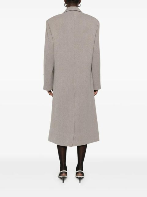 Eleh notched-lapel double-breasted coat - Grey