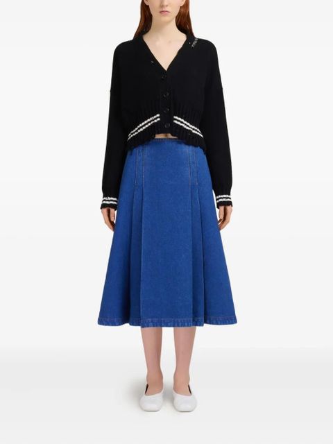 Marni pleate-detailed denim skirt - Blue