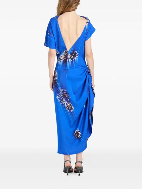 Proenza Schouler Antonella printed draped midi dress - Blue