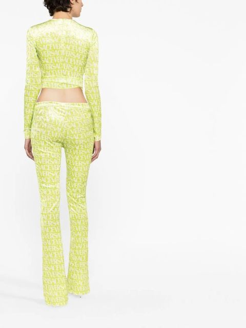 Versace logo-print cut-out crop top - Green