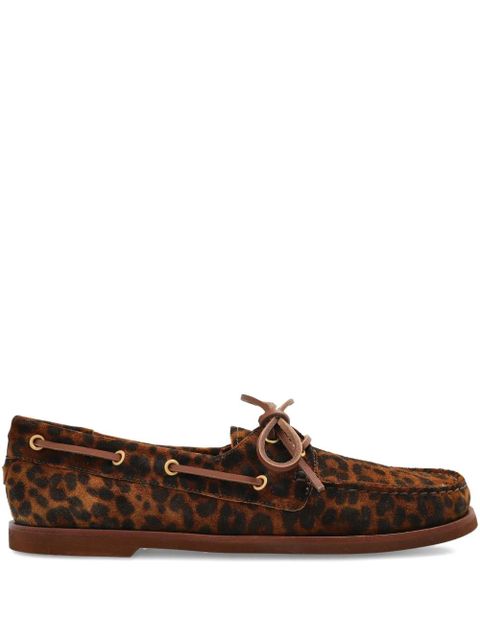 Gianvito Rossi Vandé leopard print lace-up boat shoes - Brown - zdjęcie produktu nr 1