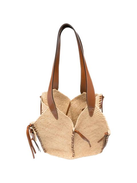 ISABEL MARANT Tampa leather-trimmed raffia shoulder bag - Neutrals