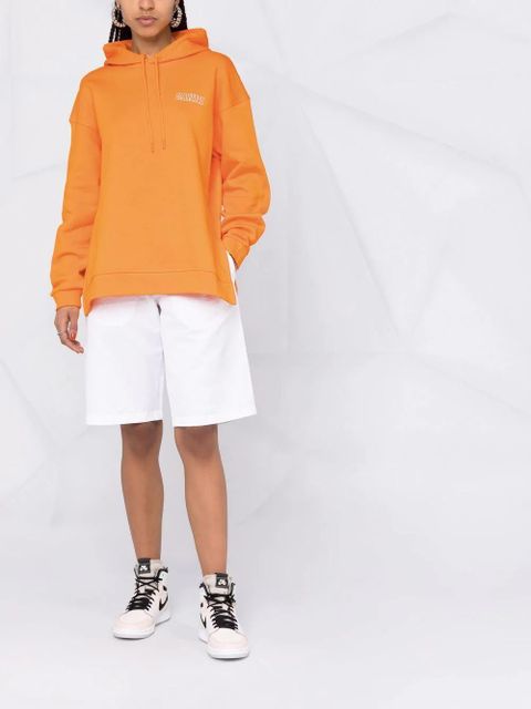 GANNI logo-embroidered hoodie - Orange